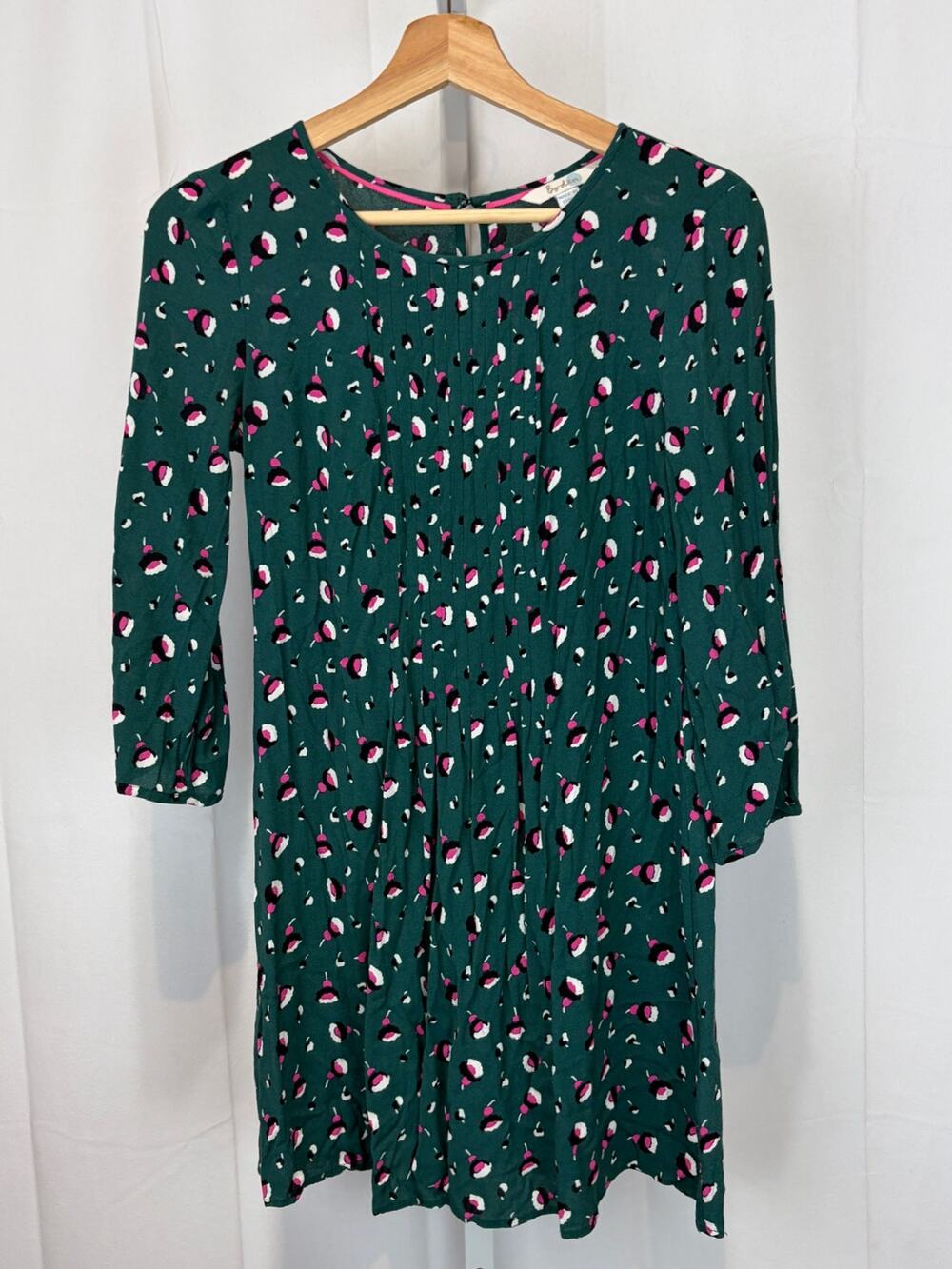 BODEN Aurelia Floral Tunic Blouse 3/4 Sleeve Top W0003 Green Size UK 8 US 4